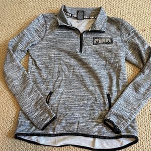 PINK- grey tight fitted quarter zip